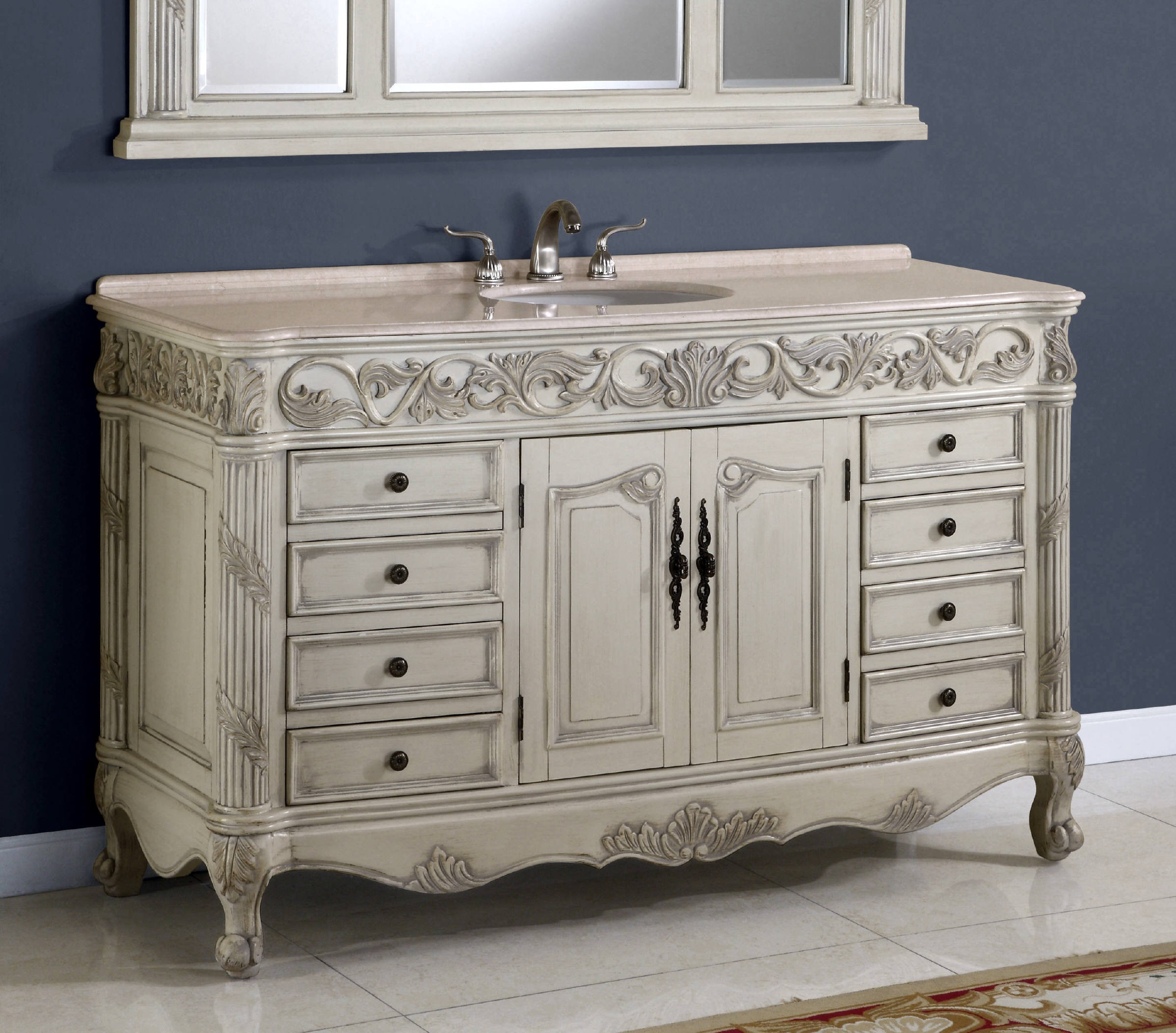 60Inch Regent Vanity Single Sink Vanity Vanity with Mirror